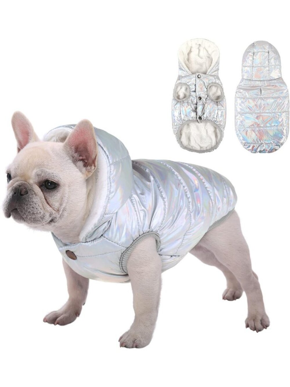 Cozy Fleece-Lined Dog Winter Jacket with Hood & Leash Hole - Warm Pet Coat